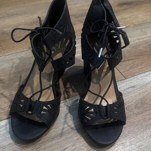 Chic Black Lace-Up Women's Heels